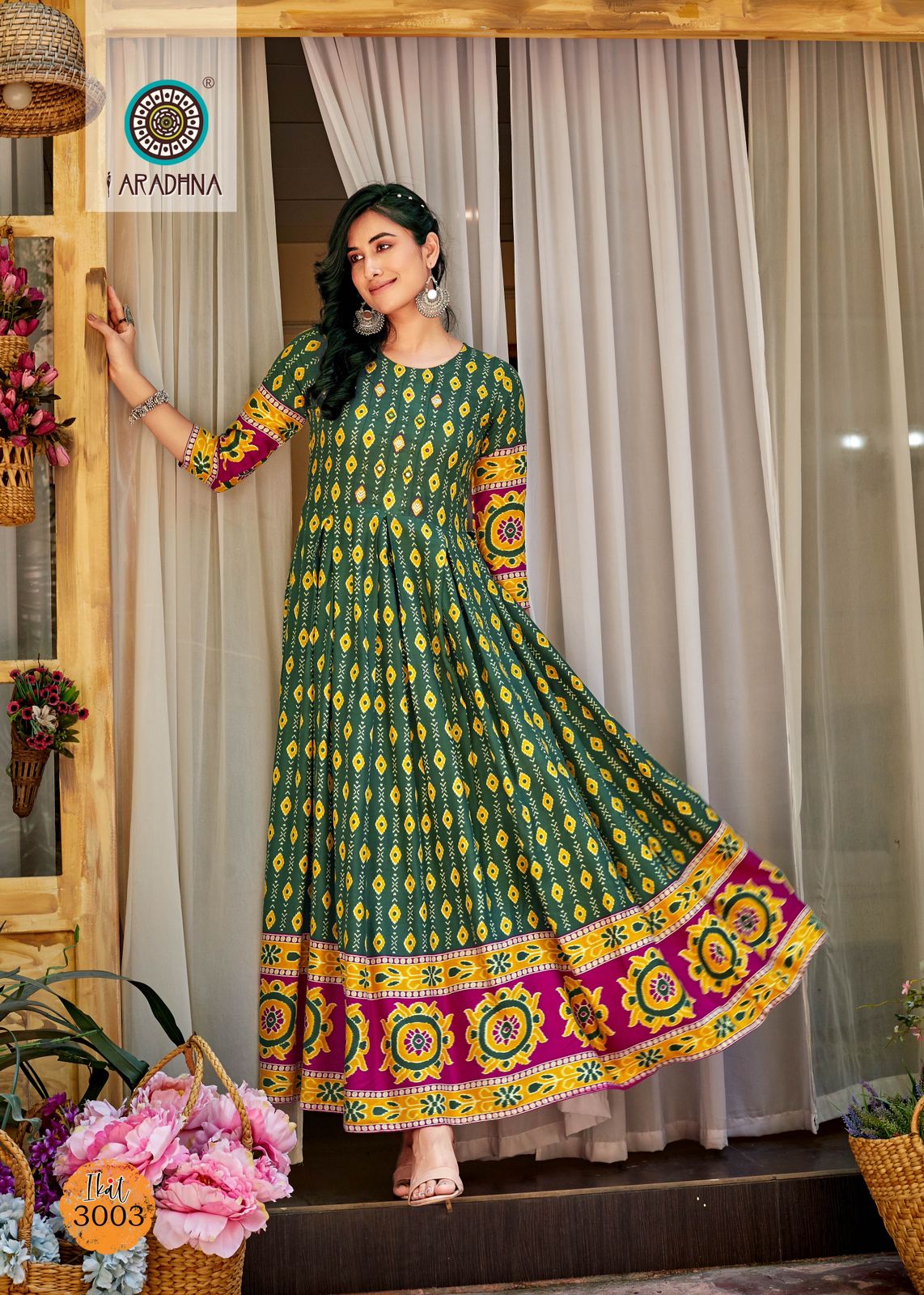 Ikat Vol 3 By Aradhna Long Anarkali Kurtis Catalog
